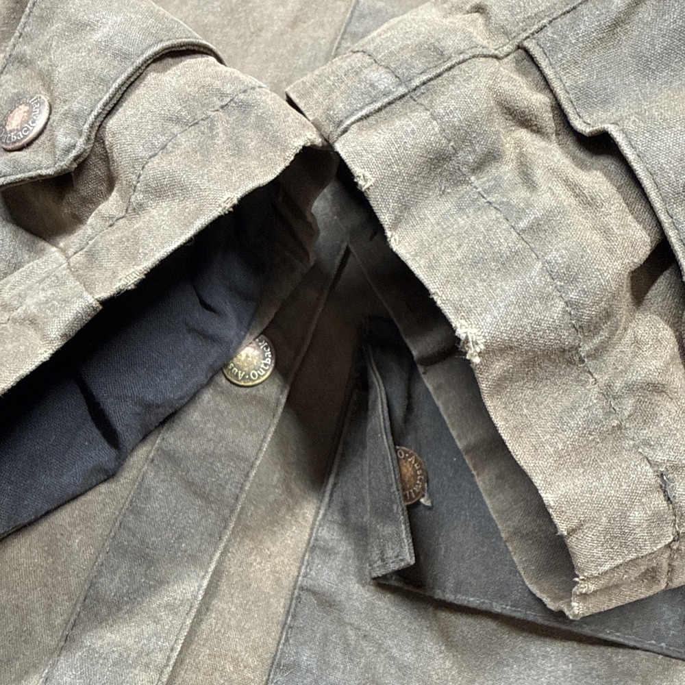 The Australian Outback Collection Oilskin Duster Jacket Small Brown Distressed - Picture 11 of 11